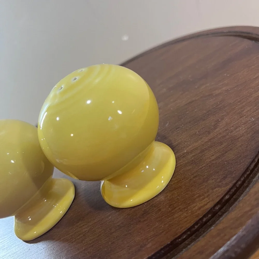 Fiesta HLC Sunflower Yellow Salt and Pepper Shaker Set Art Deco Globe